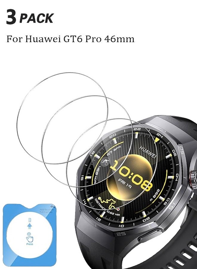 HablTech 3 Pcs Huawei Watch GT6 Pro 46MM Screen Protector, HD Premium Real Screen Protector Dustproof Anti-Scratch Bubble Free Tempered Glass Protection Film Smartwatch Accessories - Image 1